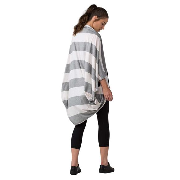 LULULEMON Sage Scarf Wrap Cotton Bold Stripe Heathered Grey Angel White OS - Picture 3 of 7
